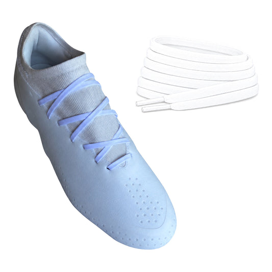 Blanc – lacets plat etroit football blanc 02 sur chaussure
