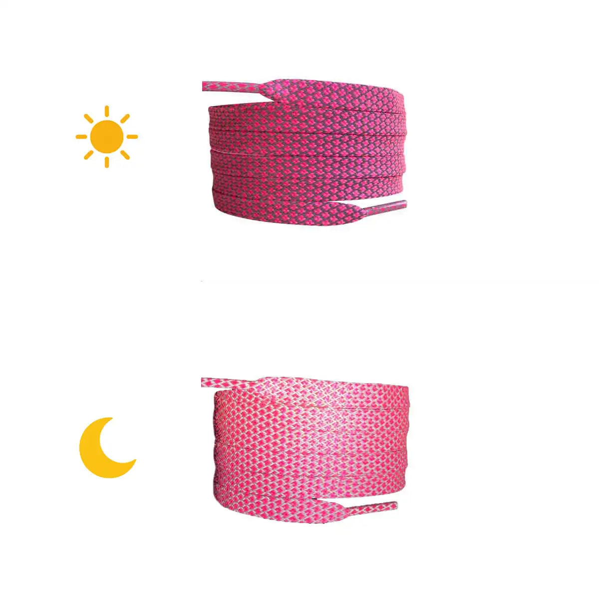 lacets-plats-reflechissants-Rose-vif-3