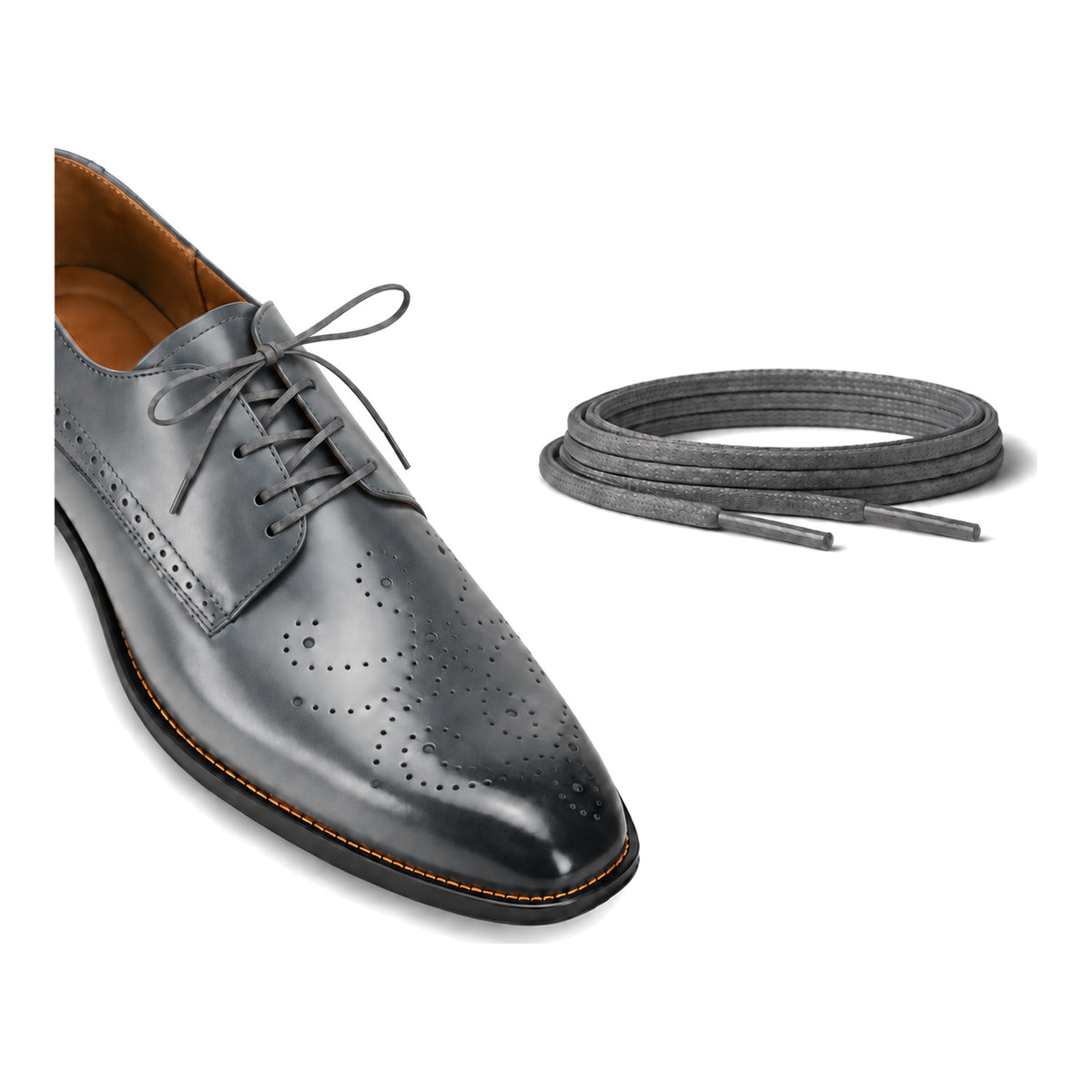 Gris / Plat – cires lacets plat gris 02 chaussure gris