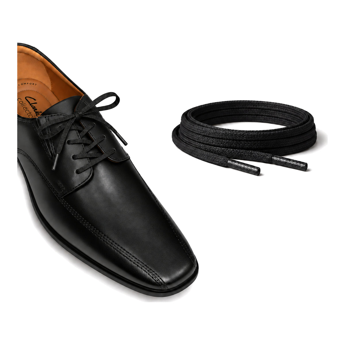 Noir / Plat – cires lacets plat noir 02 chaussure noir