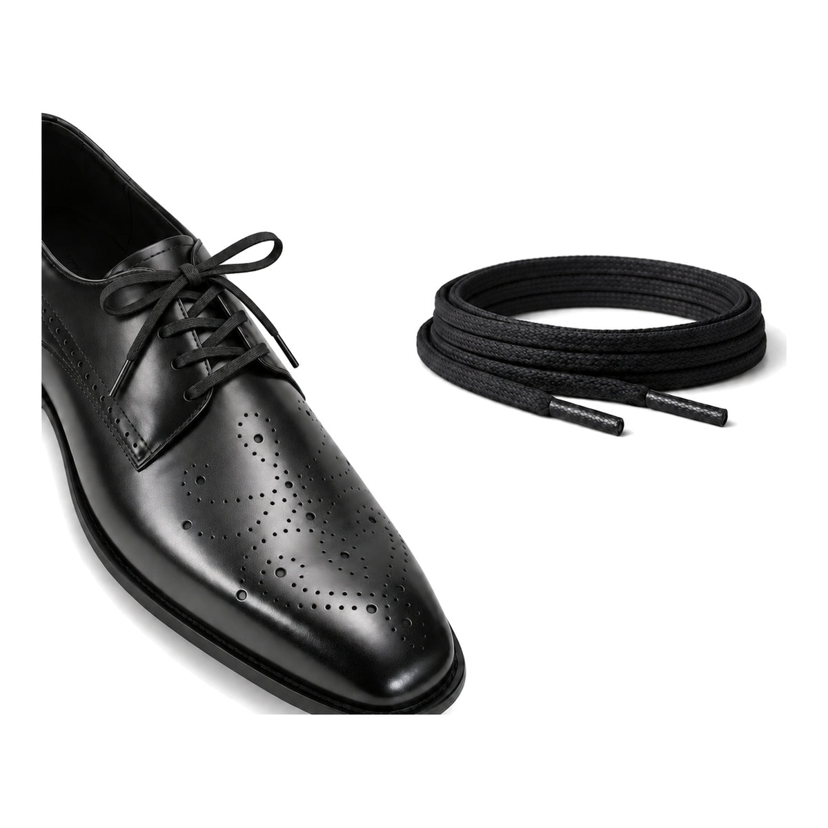 Noir / Plat – cires lacets plat noir 04 chaussure noir