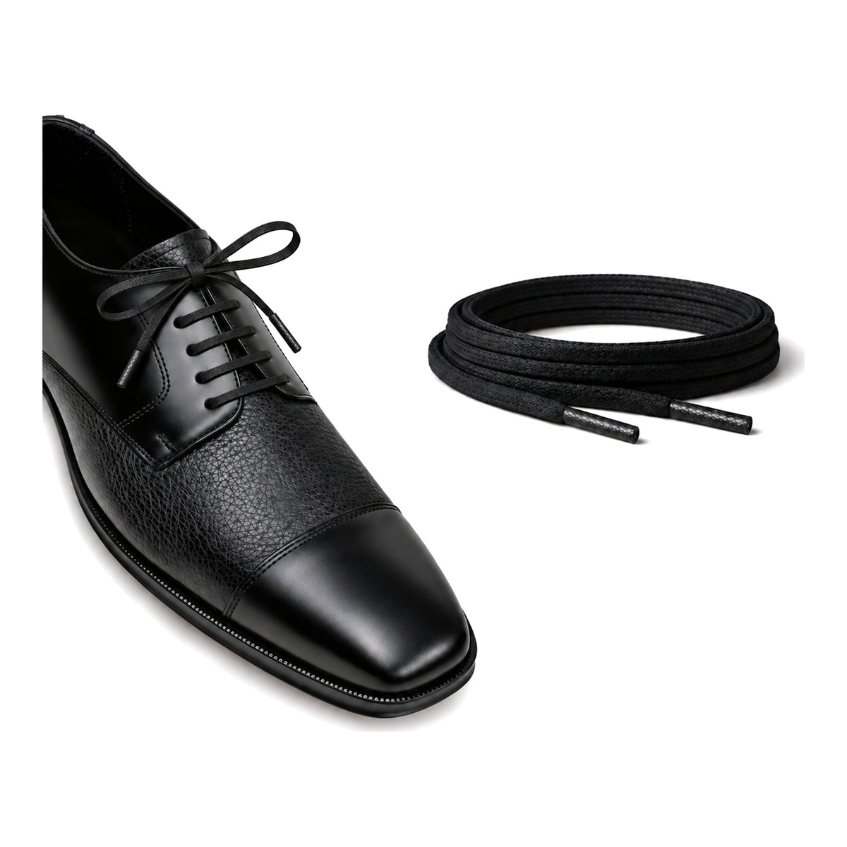 Noir / Plat – cires lacets plat noir 05 chaussure noir