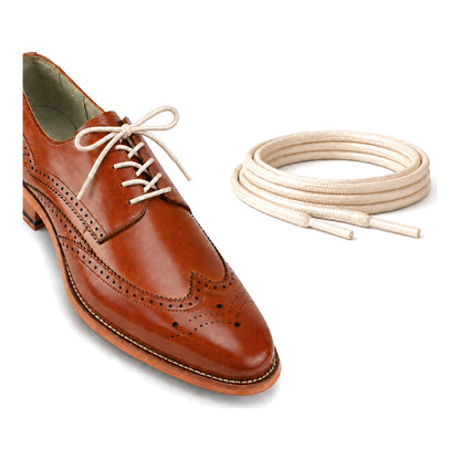 Blanc crème / Rond – cires lacets rond blanc creme 02 chaussure marron
