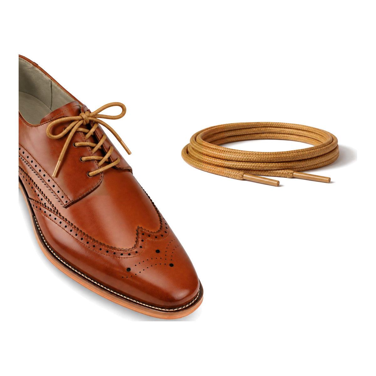 Marron clair / Rond – cires lacets rond marron clair 03 chaussure marron