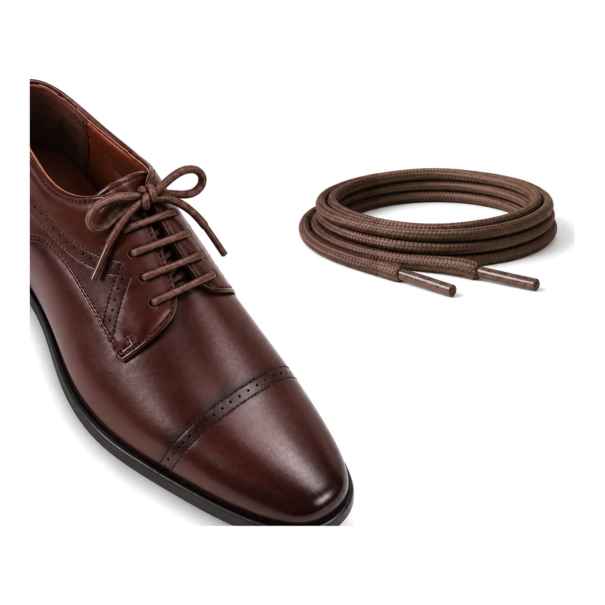 Marron foncé / Rond – cires lacets rond marron fonce 05 chaussure marron fonce
