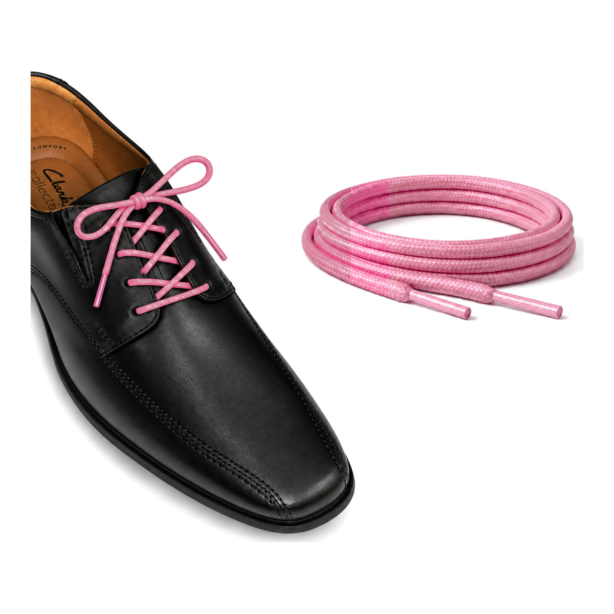 Rose / Rond – cires lacets rond rose 02 chaussure noir