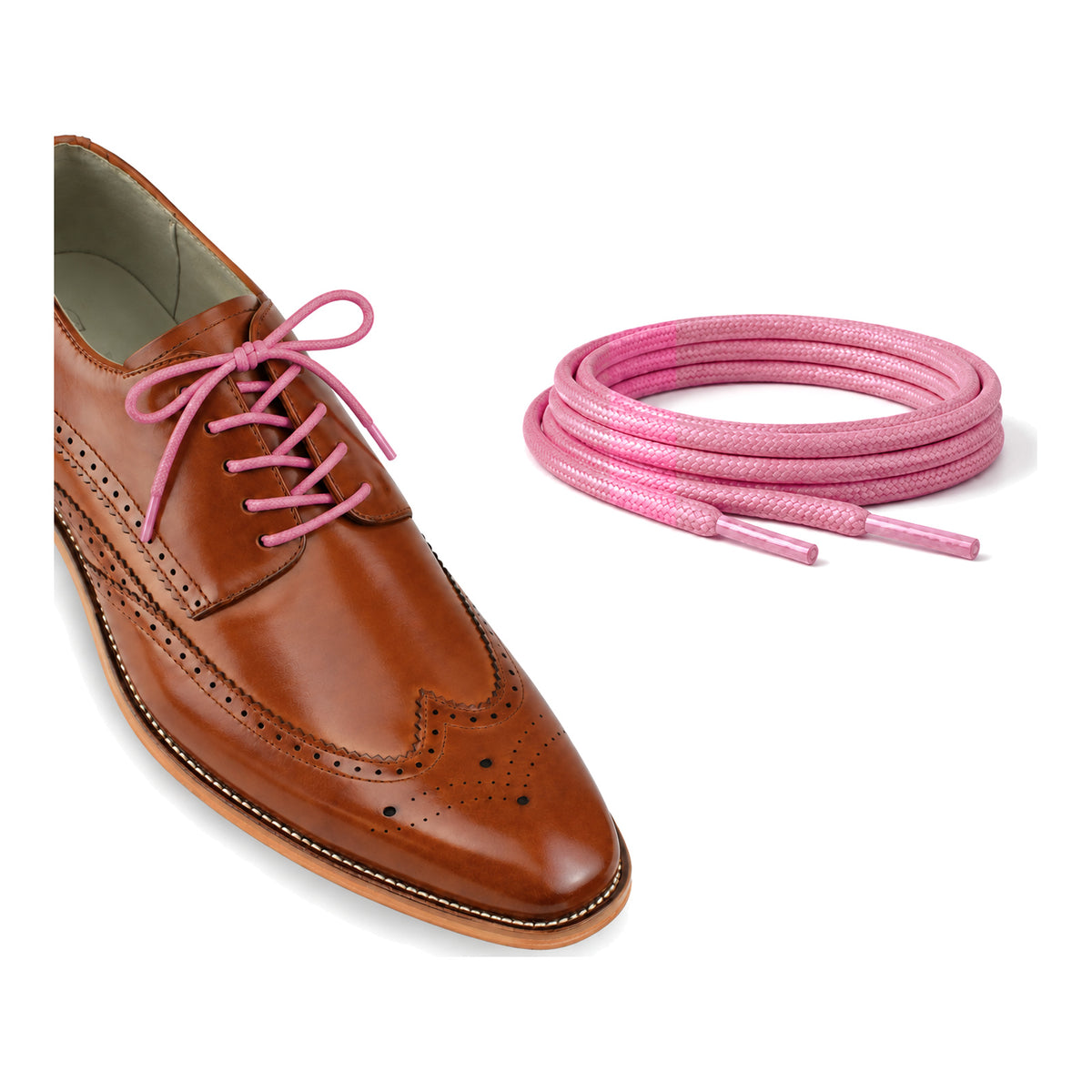 Rose / Rond – cires lacets rond rose 03 chaussure marron