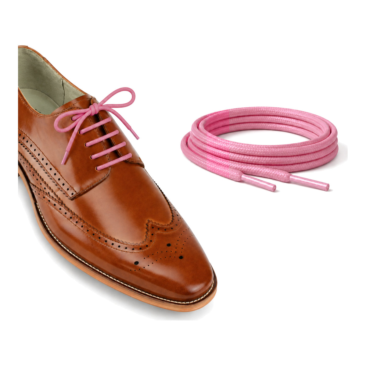 Rose / Rond – cires lacets rond rose 04 chaussure marron