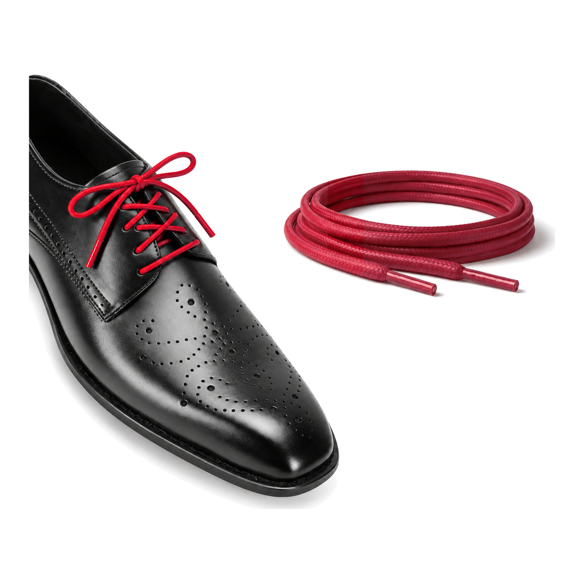 Rouge / Rond – cires lacets rond rouge 02 chaussure noir
