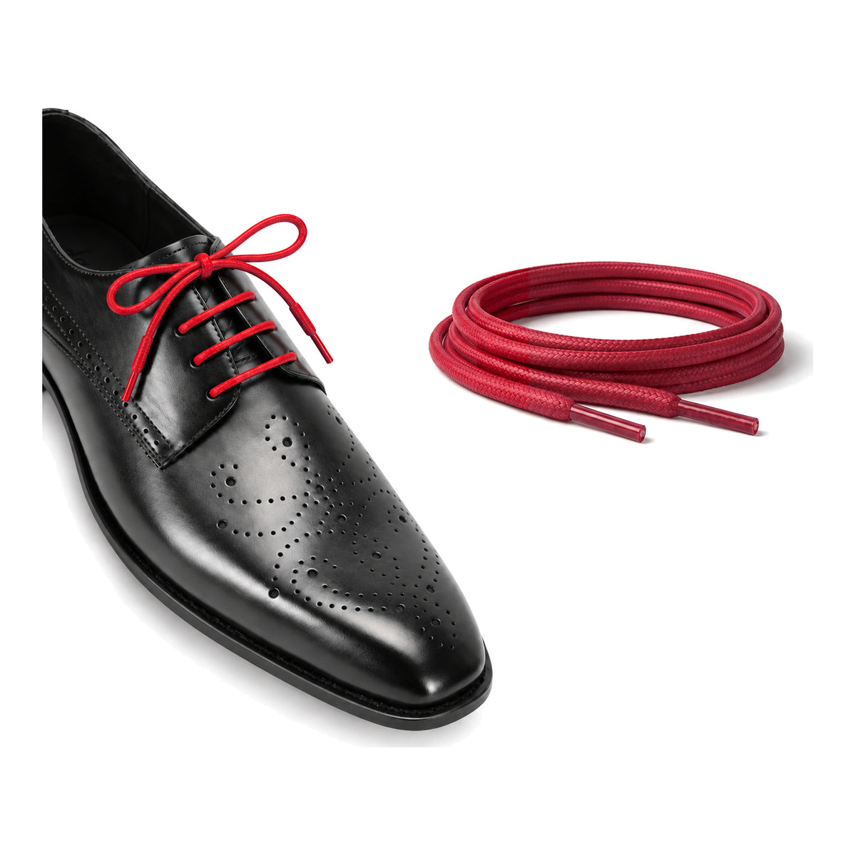 Rouge / Rond – cires lacets rond rouge 04 chaussure noir