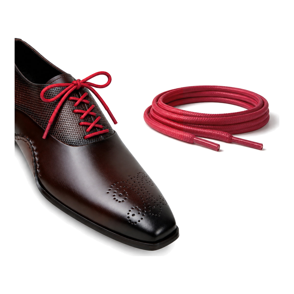 Rouge / Rond – cires lacets rond rouge 05 chaussure marron fonce