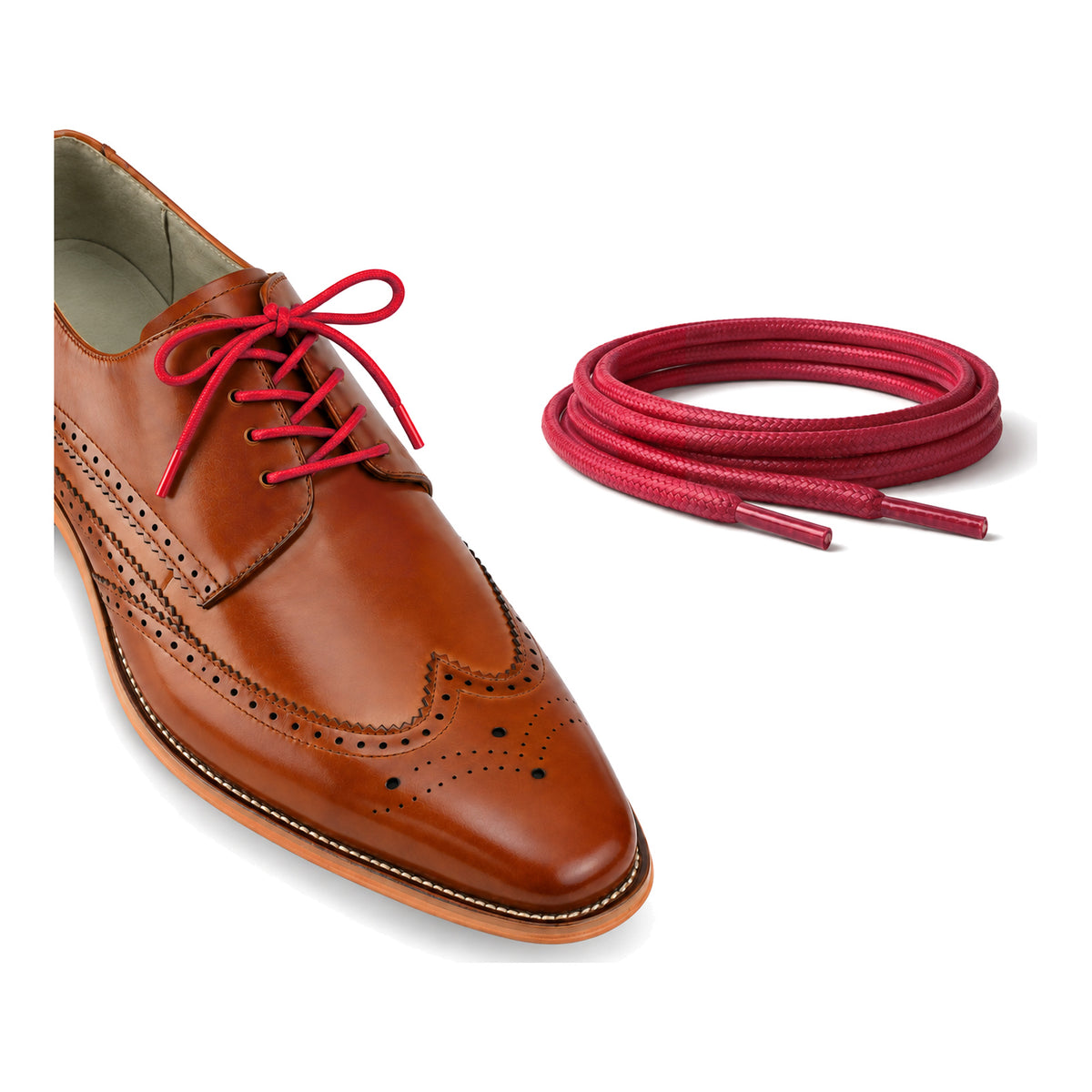 Rouge / Rond – cires lacets rond rouge 06 chaussure marron