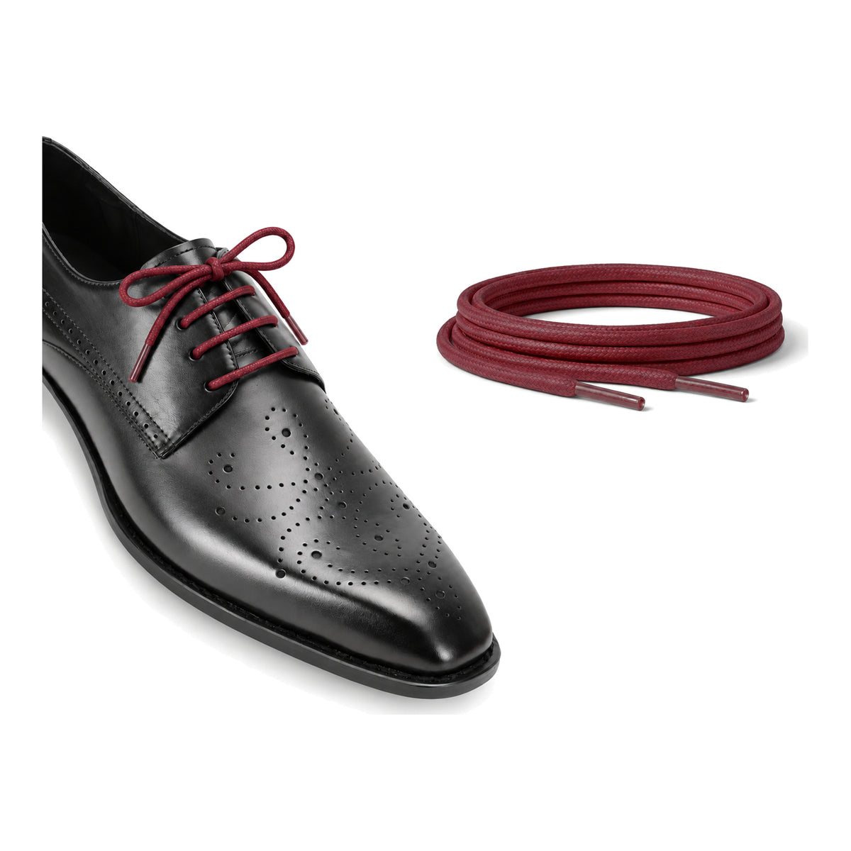 Rouge bordeaux / Rond – cires lacets rond rouge bordeaux 02 chaussure noir
