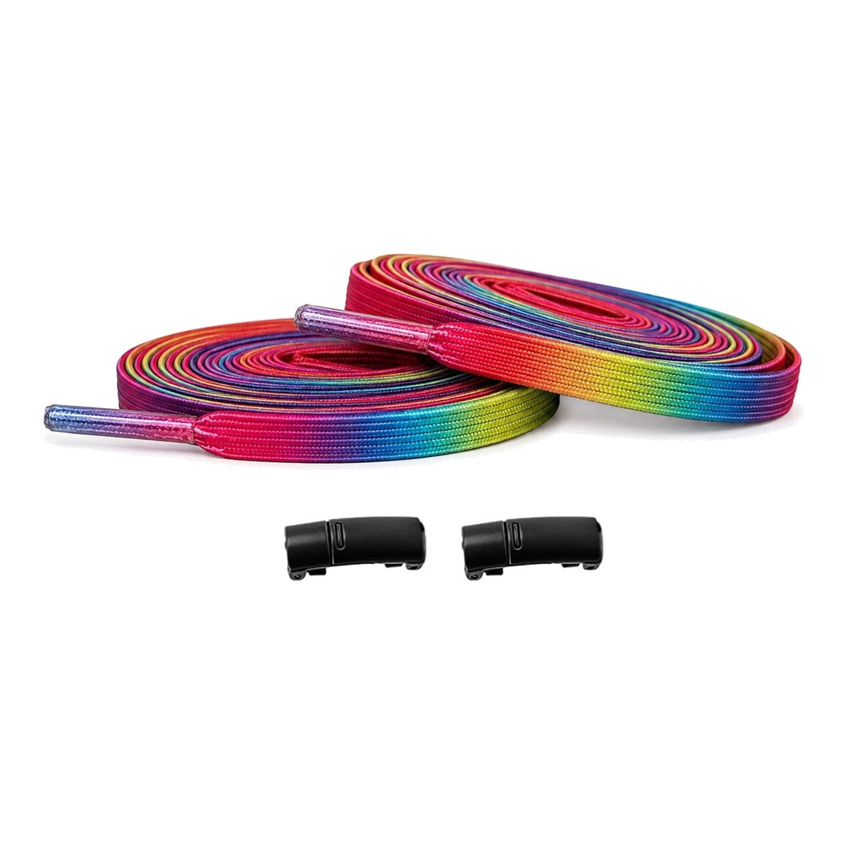 Arc-en-ciel / Noir – elastiques lacets arc en ciel aimants noir