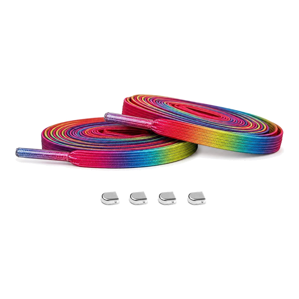 Arc-en-ciel clips élastiques – elastiques lacets clips arc en ciel argent brillant 01 image principale