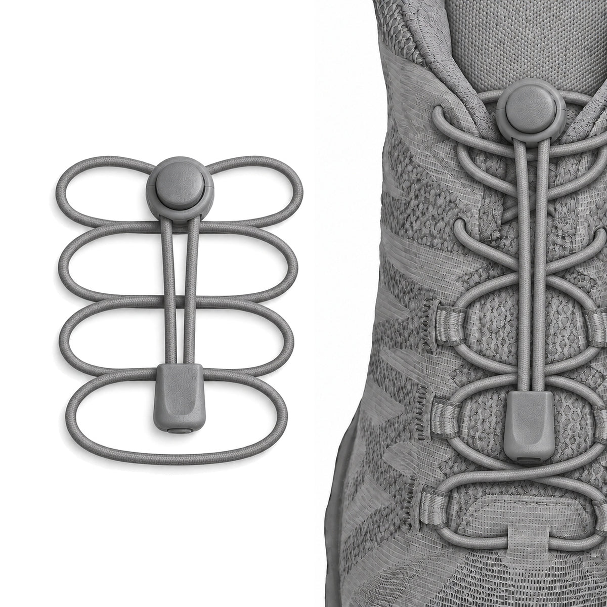 Gris foncé – lacets arret de cordon fermeture rapide gris fonce 02 sur chaussure