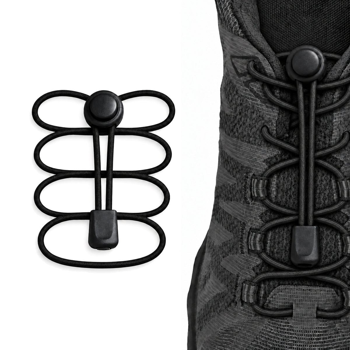 Noir – lacets arret de cordon fermeture rapide noir 03 sur chaussure