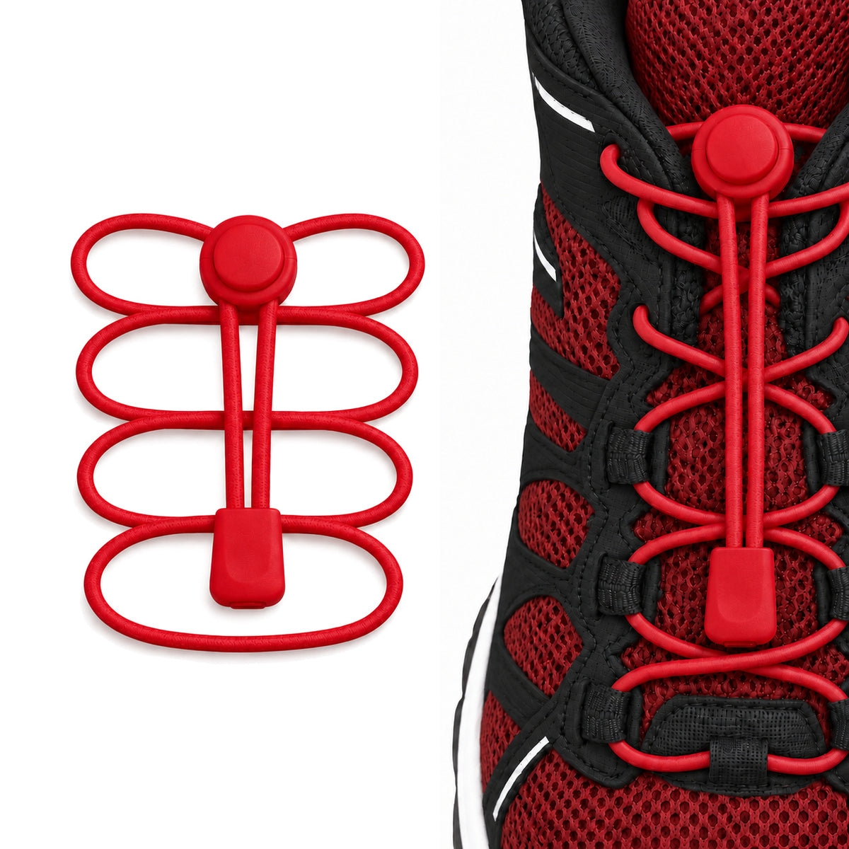 Rouge – lacets arret de cordon fermeture rapide rouge 02 sur chaussure
