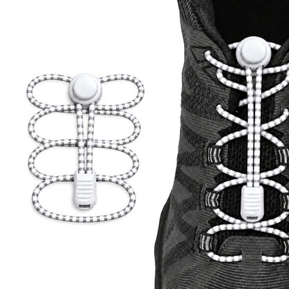 Blanc – lacets arret de cordon reflechissant blanc 02 sur chaussure