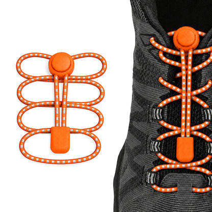 Orange – lacets arret de cordon reflechissant orange 02 sur chaussure