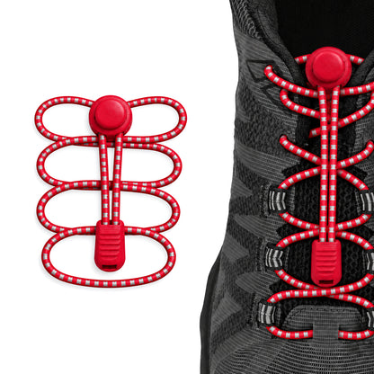 Rouge – lacets arret de cordon reflechissant rouge 02 sur chaussure