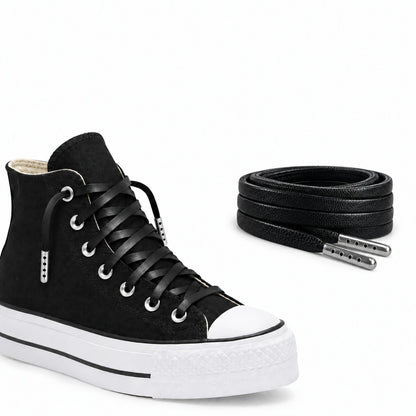 Noir – lacets cuir plat noir 02 chaussure plateau noir