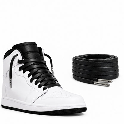 Noir – lacets cuir plat noir 05 chaussure high top blanc noir