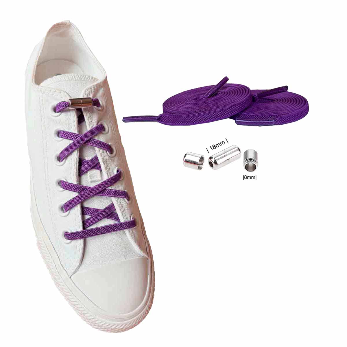 Violet – lacets elastique violet kapseln argent chaussures