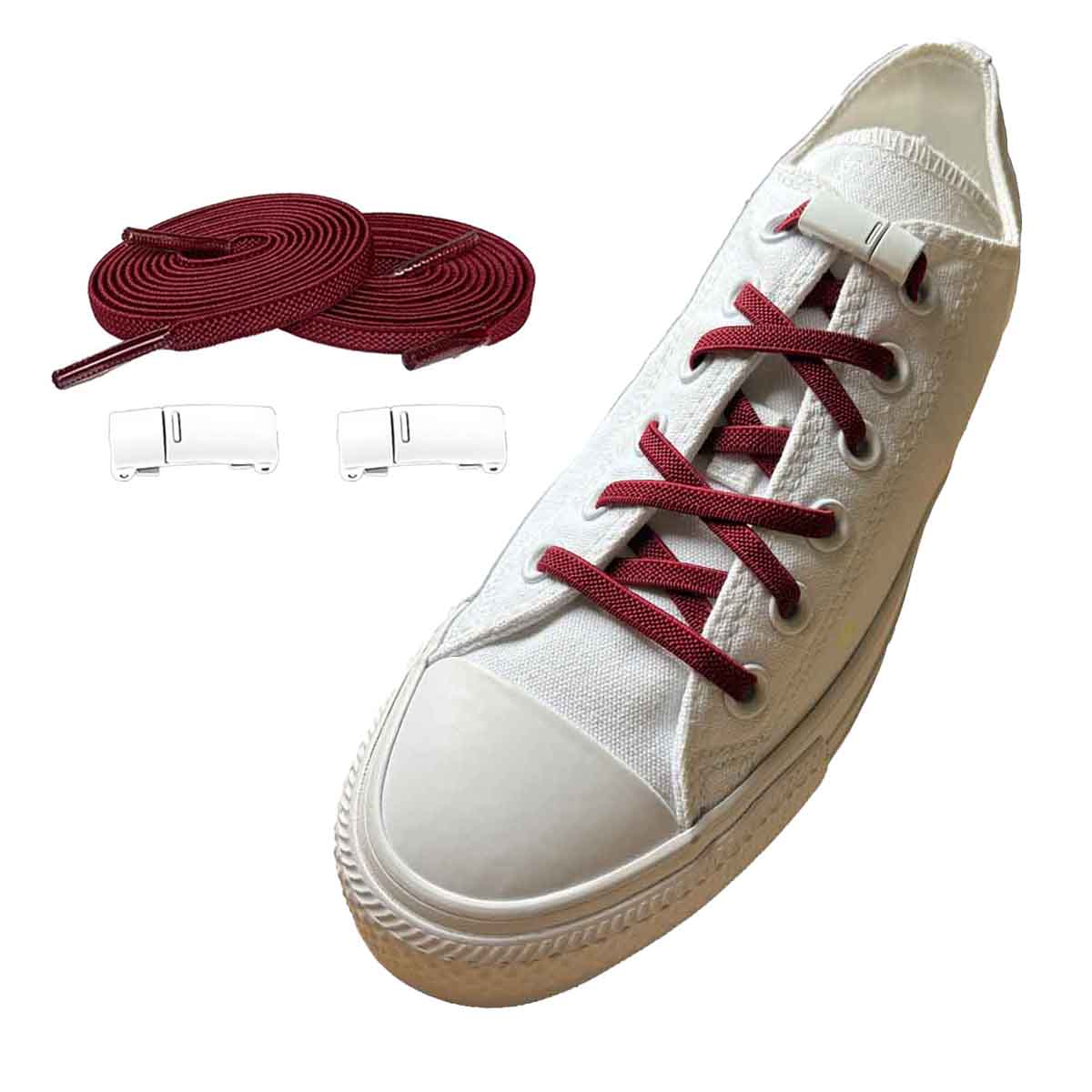 lacets-elastiques-rouge-bordeaux-aimant-blanc-chaussures