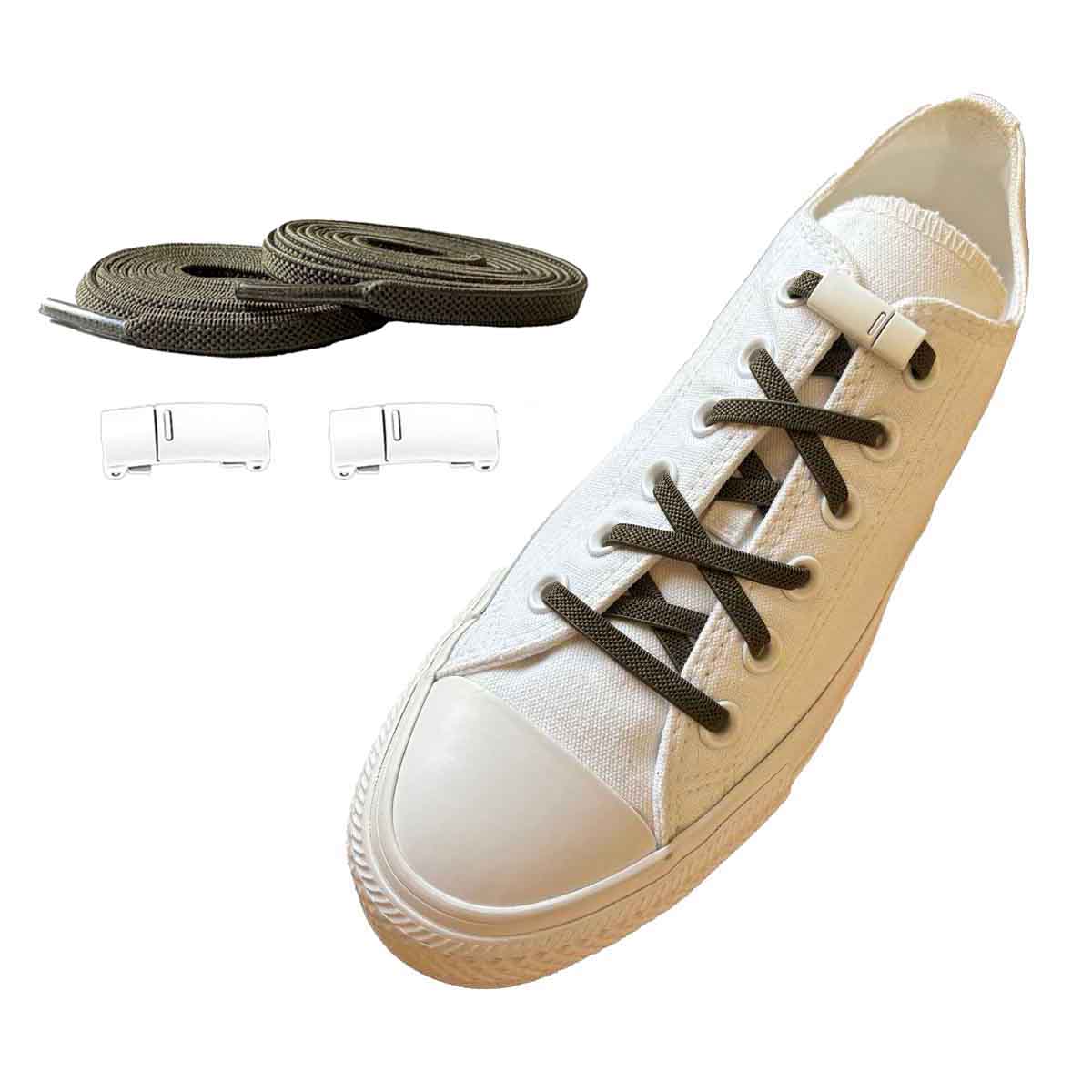 lacets-elastiques-vert-olif-aimant-blanc-chaussures2