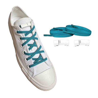 lacets-elastiques-vert-petrol-clair-aimant-blanc-chaussures