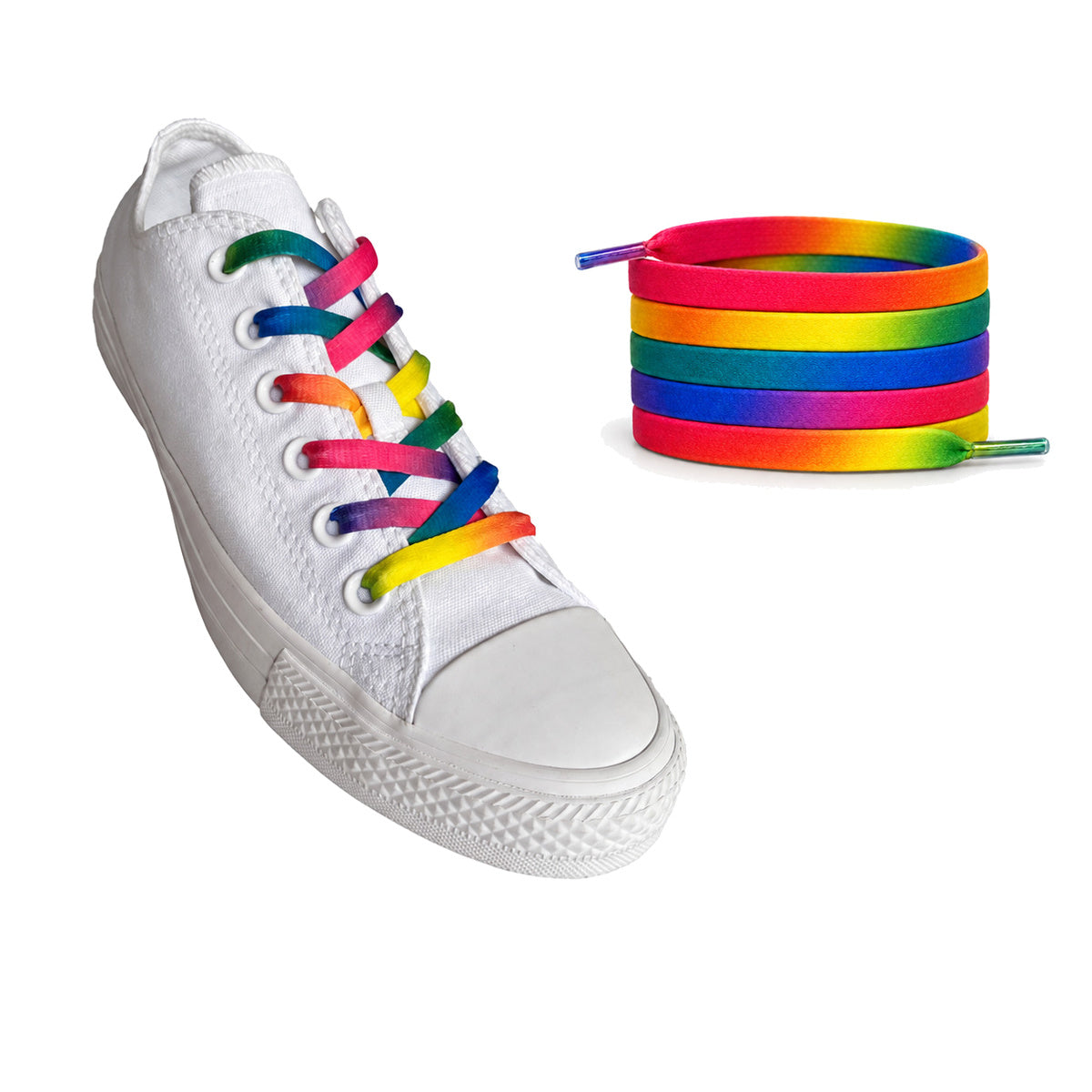 Arc-en-ciel dégradé – lacets plat arc en ciel degrade 02 sneaker blanc
