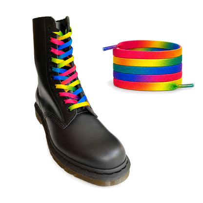 Arc-en-ciel dégradé – lacets plat arc en ciel degrade 03 botte noir