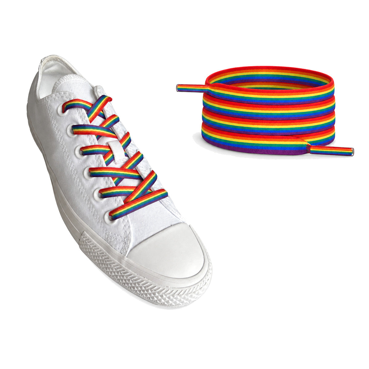 Arc-en-ciel rayé – lacets plat arc en ciel rayures 02 sneaker blanc