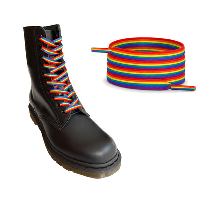 Arc-en-ciel rayé – lacets plat arc en ciel rayures 03 botte noir