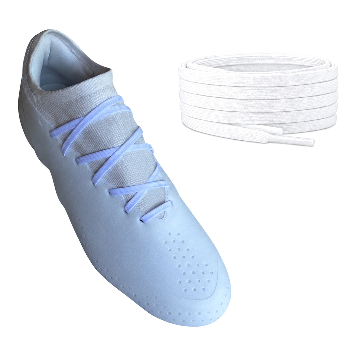 Blanc – lacets plat etroit football blanc 02 sur chaussure