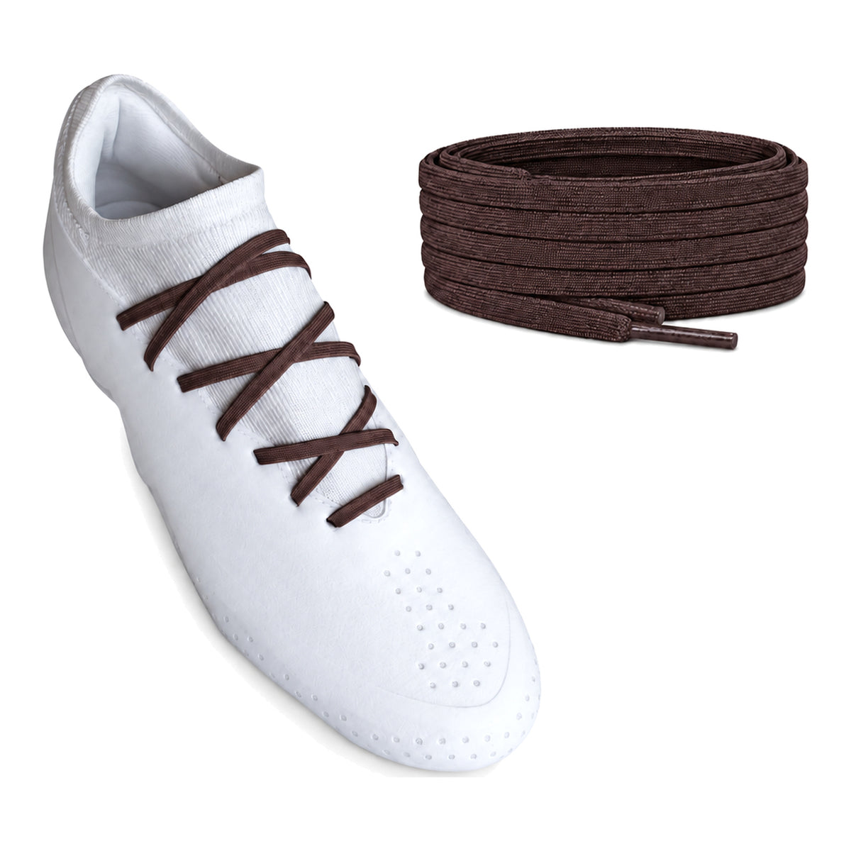 Marron – lacets plat etroit football marron fonce 02 sur chaussure