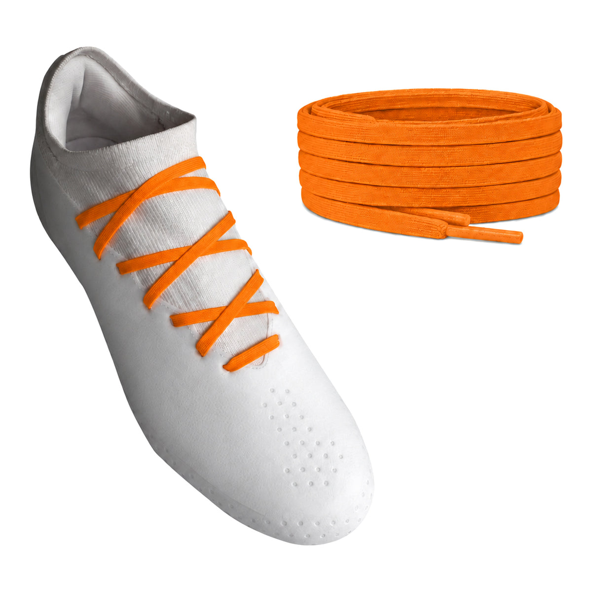 Orange – lacets plat etroit football orange 02 sur chaussure