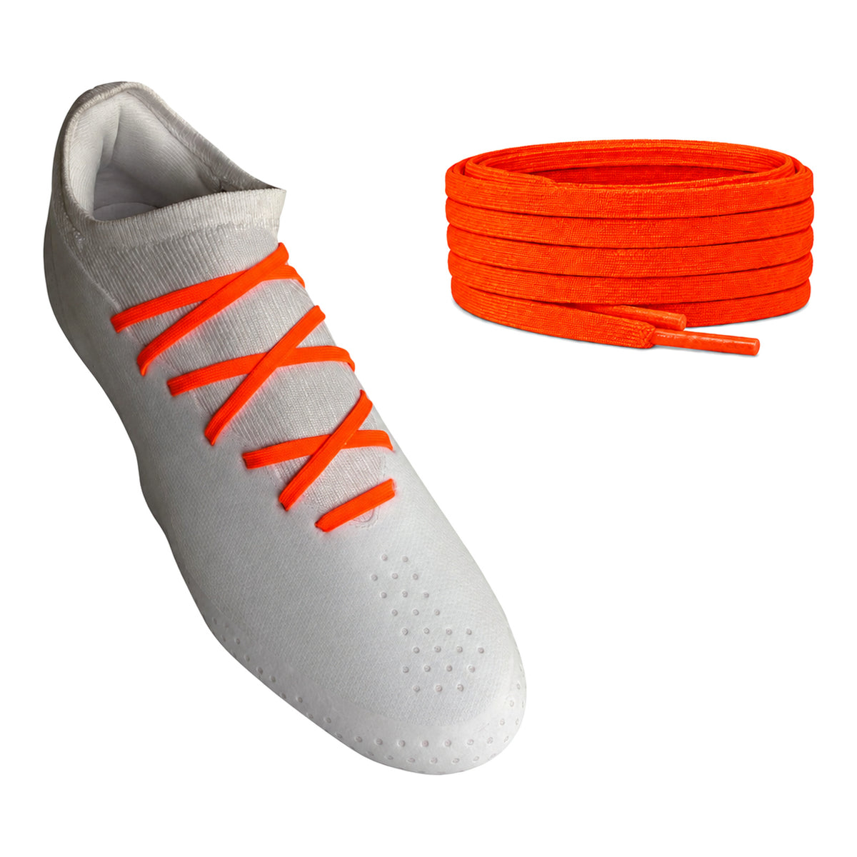 Orange rouge – lacets plat etroit football orange rouge 02 sur chaussure