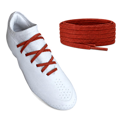 Marron Rouge – lacets plat etroit football rouge marron fonce 02 sur chaussure