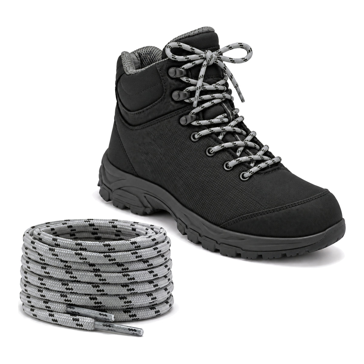 Gris clair noir – lacets randonnee gris clair noir a motifs 03 chaussure noir