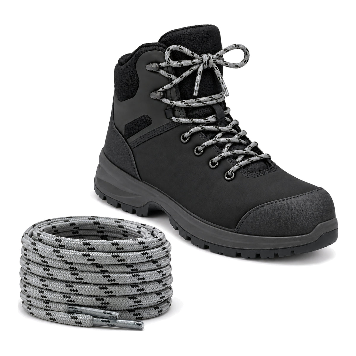 Gris clair noir – lacets randonnee gris clair noir a motifs 04 chaussure noir