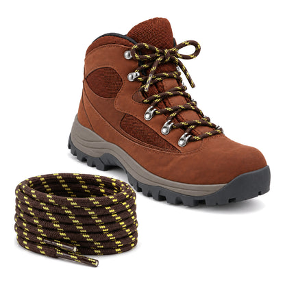 Marron jaune foncé tanné – lacets randonnee marron fonce jaune a motifs 02 chaussure marron rouge