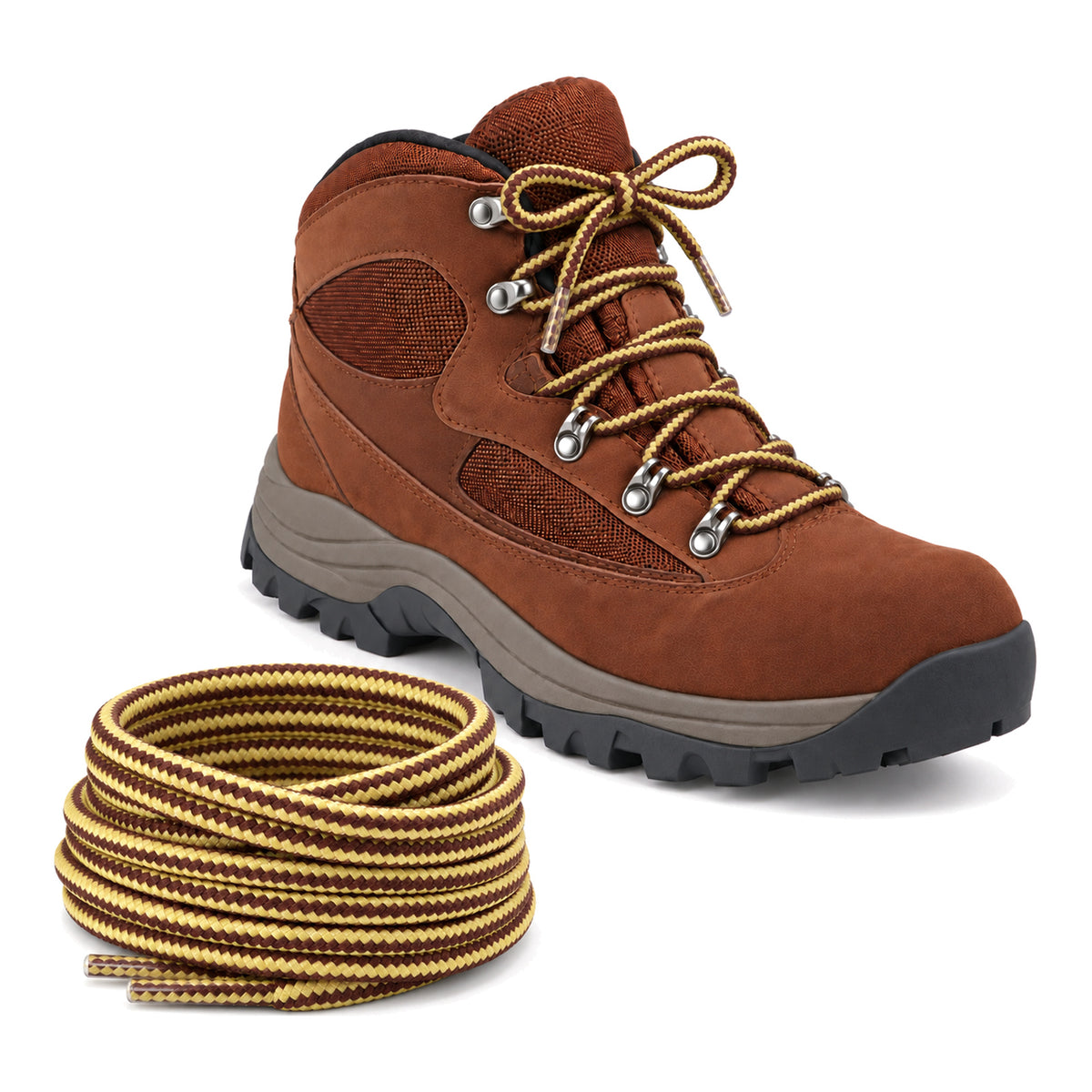 Marron jaune – lacets randonnee marron jaune 03 chaussure marron rouge