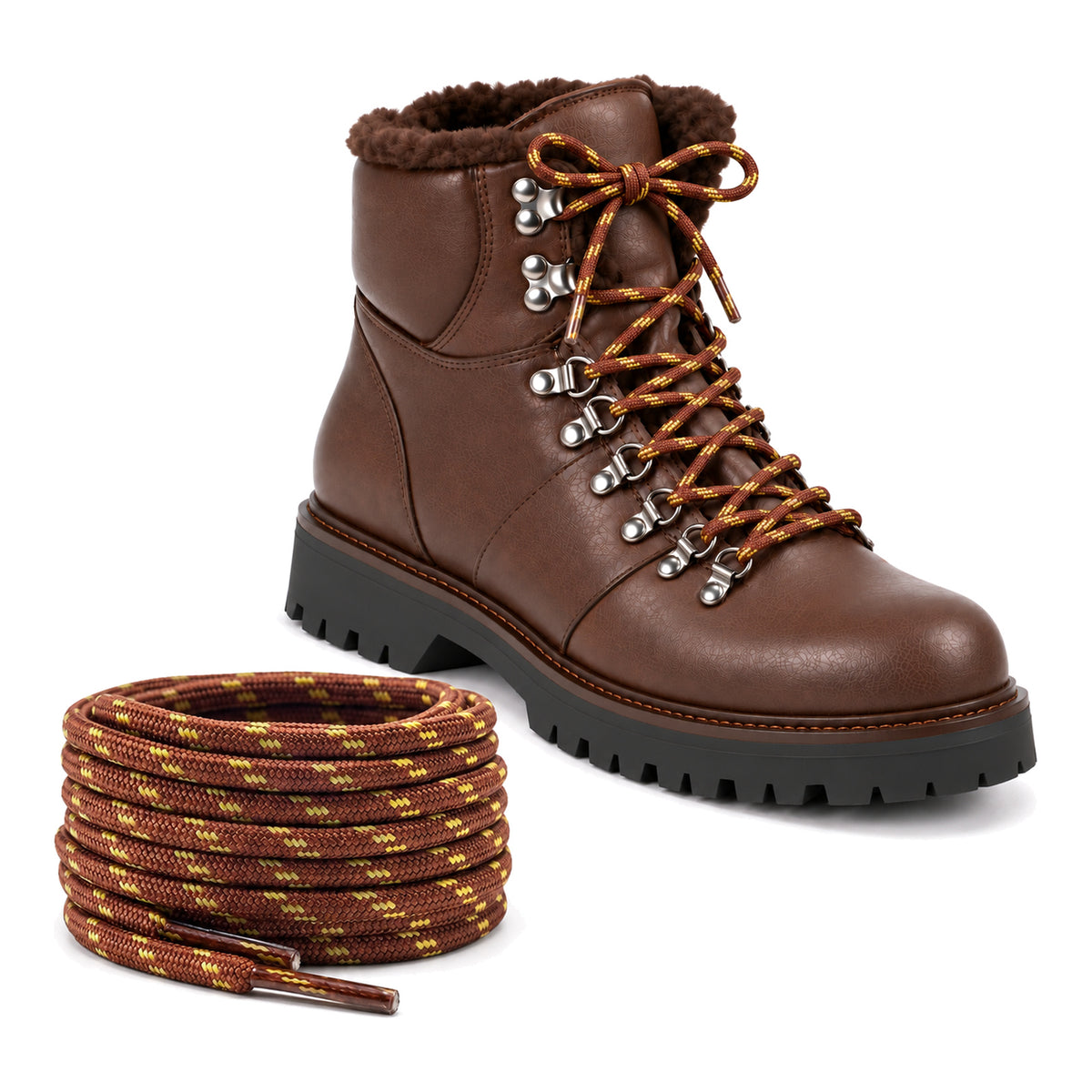 Marron jaune à motifs – lacets randonnee marron jaune a motifs 03 chaussure marron fonce