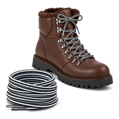 Noir Blanc – lacets randonnee noir blanc 02 chaussure marron fonce