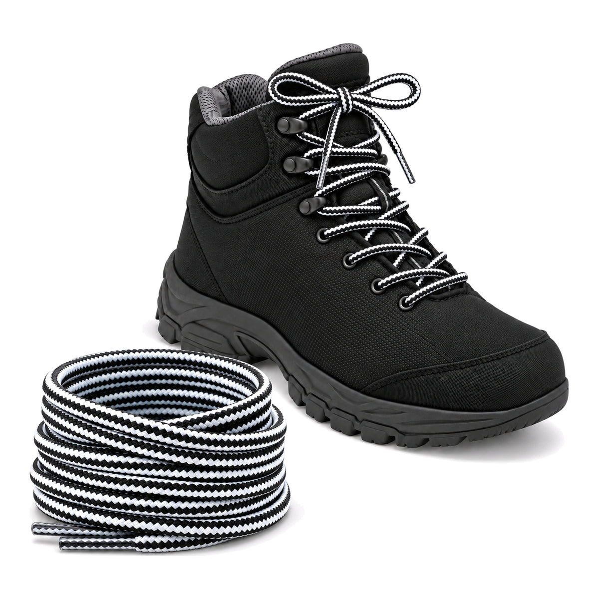 Noir Blanc – lacets randonnee noir blanc 04 chaussure noir