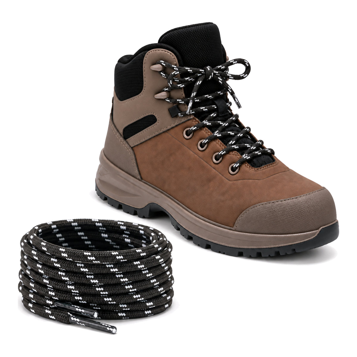 Noir et blanc marbré – lacets randonnee noir blanc a motifs 02 chaussure marron clair
