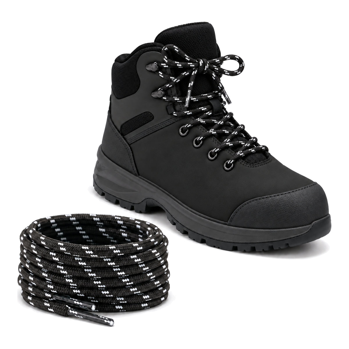 Noir et blanc marbré – lacets randonnee noir blanc a motifs 03 chaussure noir