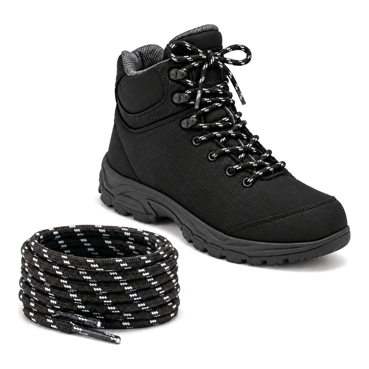 Noir et blanc marbré – lacets randonnee noir blanc a motifs 04 chaussure noir